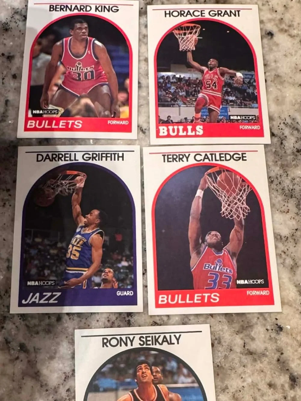 Vintage 1989 5pc NBA Hoops Basketball Cards -